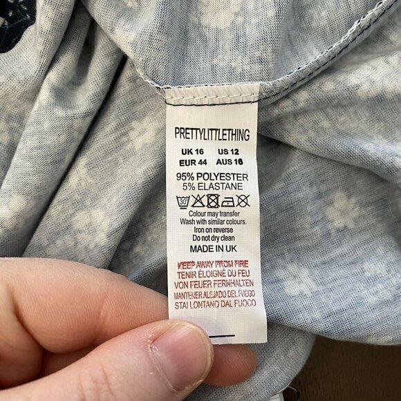 Pretty Little Things BLUE DITSY PRINT RACER NECK Tea Dress Mini New - Picture 7 of 8